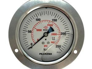 Манометр гидравлический осевой MG 100 10 01714 (0-250 Bar) с фланцем, ф=100мм.